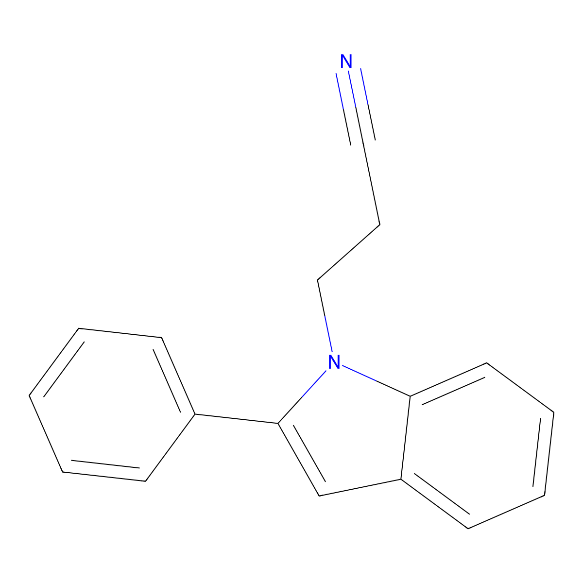 1H-Indole-1-propanenitrile, 2-phenyl- molecular structure, CAS 19931-87-4