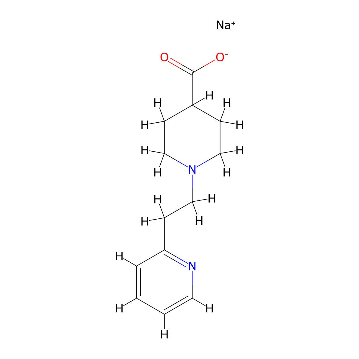 Sodium 1-(2-pyridin-2-ylethyl)piperidine-4-carboxylate molecular structure, CAS 1993128-65-6