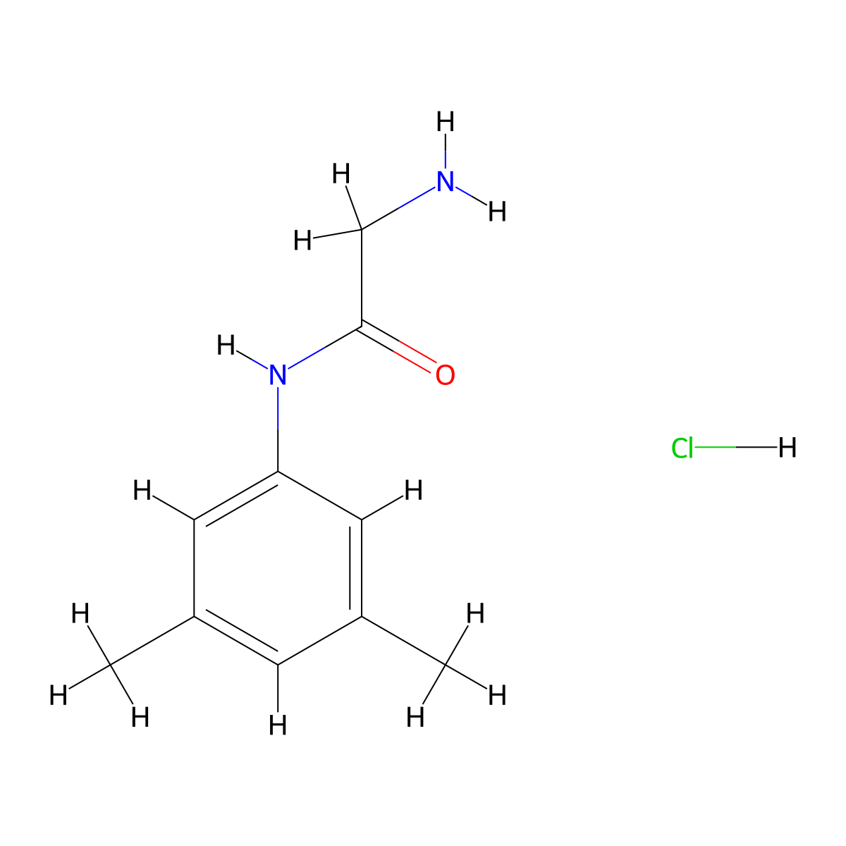 2-amino-N-(3,5-dimethylphenyl)acetamide hydrochloride molecular structure, CAS 1993139-33-5