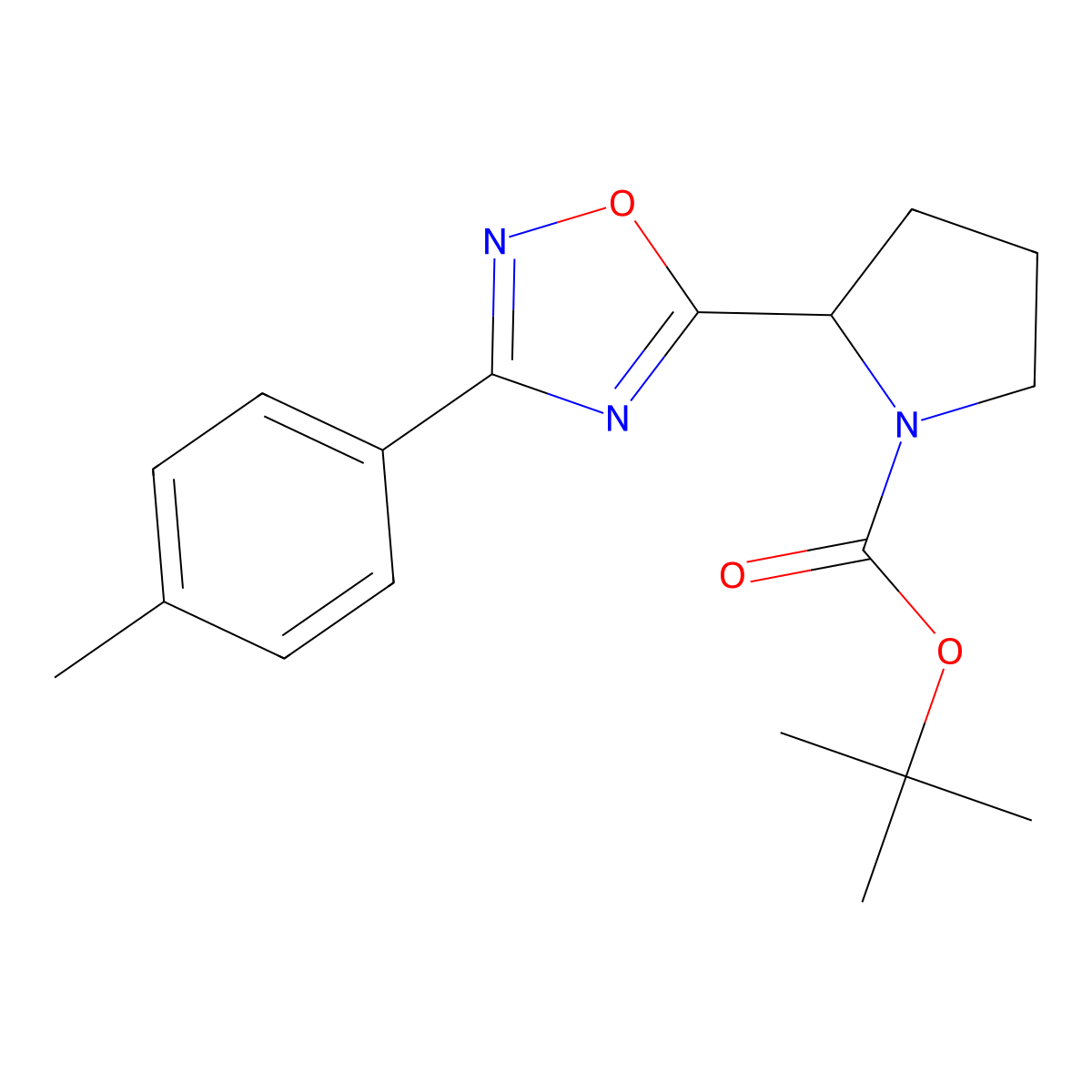 Tert-butyl 2-[3-(4-methylphenyl)-1,2,4-oxadiazol-5-yl]pyrrolidine-1-carboxylate molecular structure, CAS 1993139-40-4