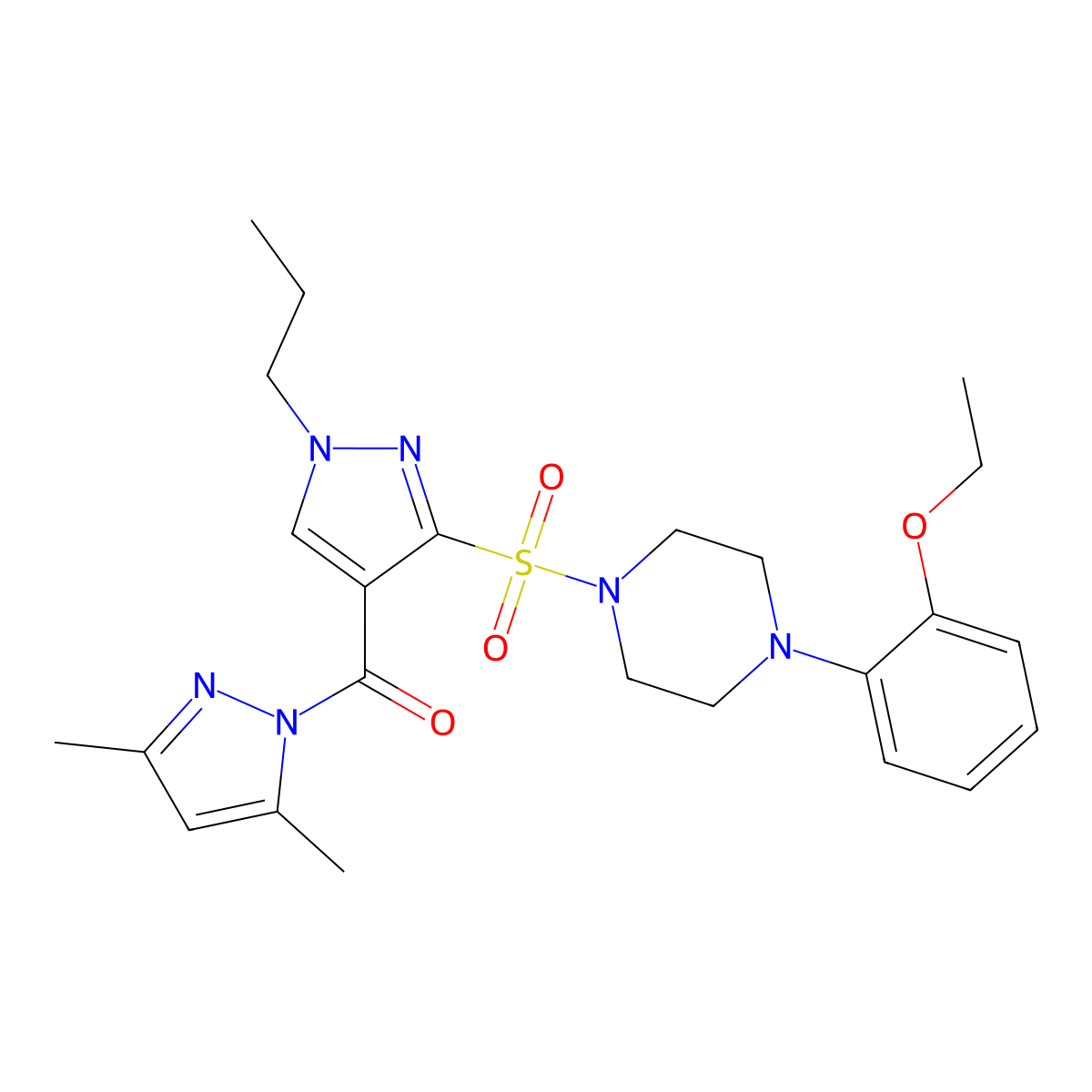 1-({4-[(3,5-dimethyl-1H-pyrazol-1-yl)carbonyl]-1-propyl-1H-pyrazol-3-yl}sulfonyl)-4-(2-ethoxyphenyl)piperazine molecular structure, CAS 1993139-70-0
