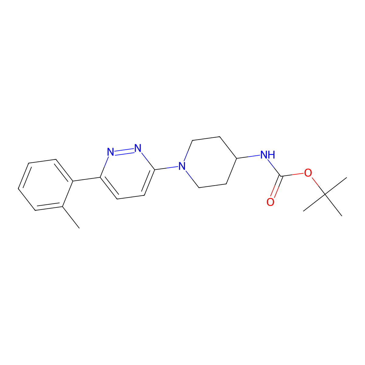 Tert-butyl {1-[6-(2-methylphenyl)pyridazin-3-yl]piperidin-4-yl}carbamate molecular structure, CAS 1993139-98-2