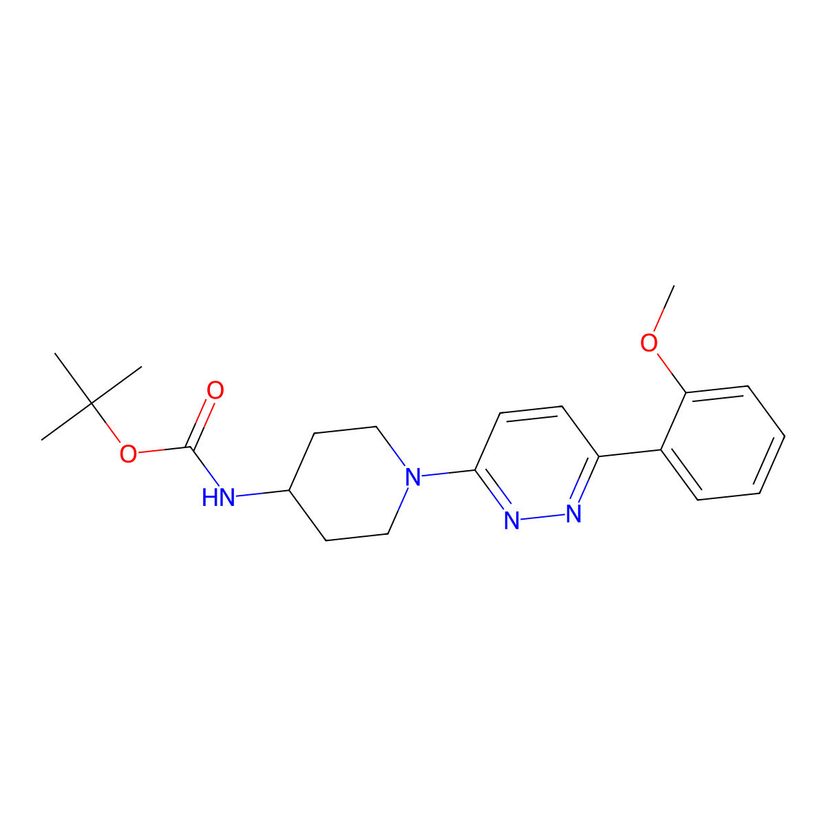 Tert-butyl {1-[6-(2-methoxyphenyl)pyridazin-3-yl]piperidin-4-yl}carbamate molecular structure, CAS 1993140-08-1