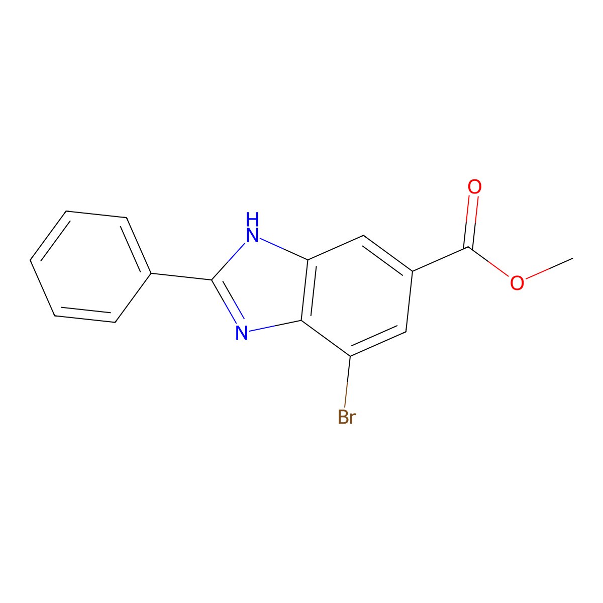 methyl 7-bromo-2-phenyl-1H-benzimidazole-5-carboxylate molecular structure, CAS 1993142-79-2