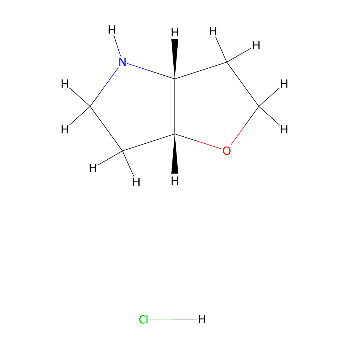 rac-(3aR,6aR)-hexahydro-2H-furo[3,2-b]pyrrole hydrochloride molecular structure, CAS 1993173-24-2