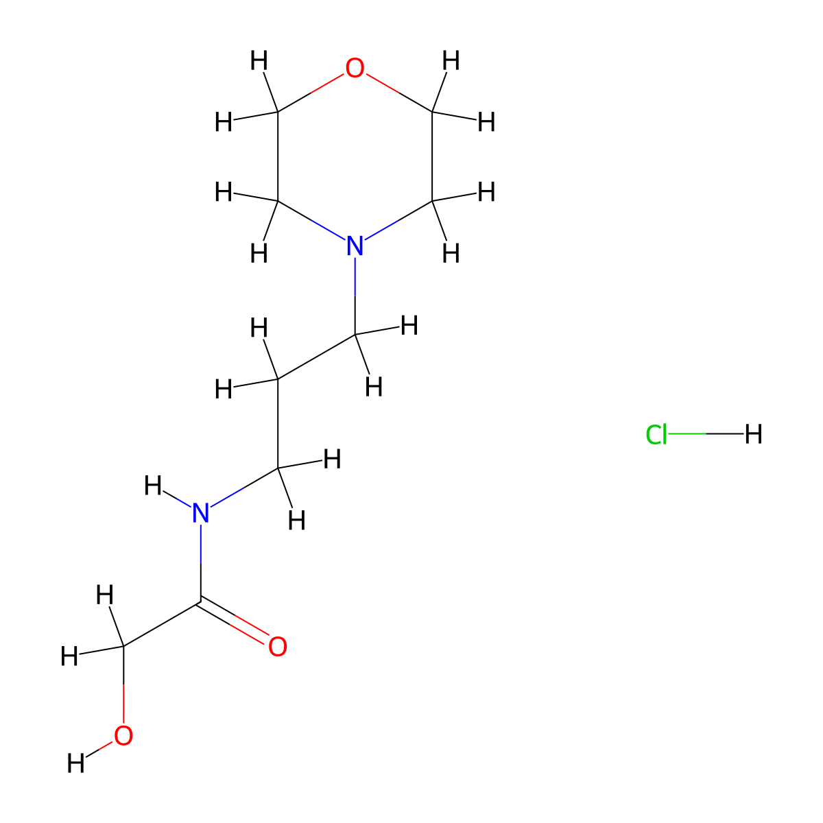 2-hydroxy-N-[3-(morpholin-4-yl)propyl]acetamide hydrochloride molecular structure, CAS 1993173-37-7