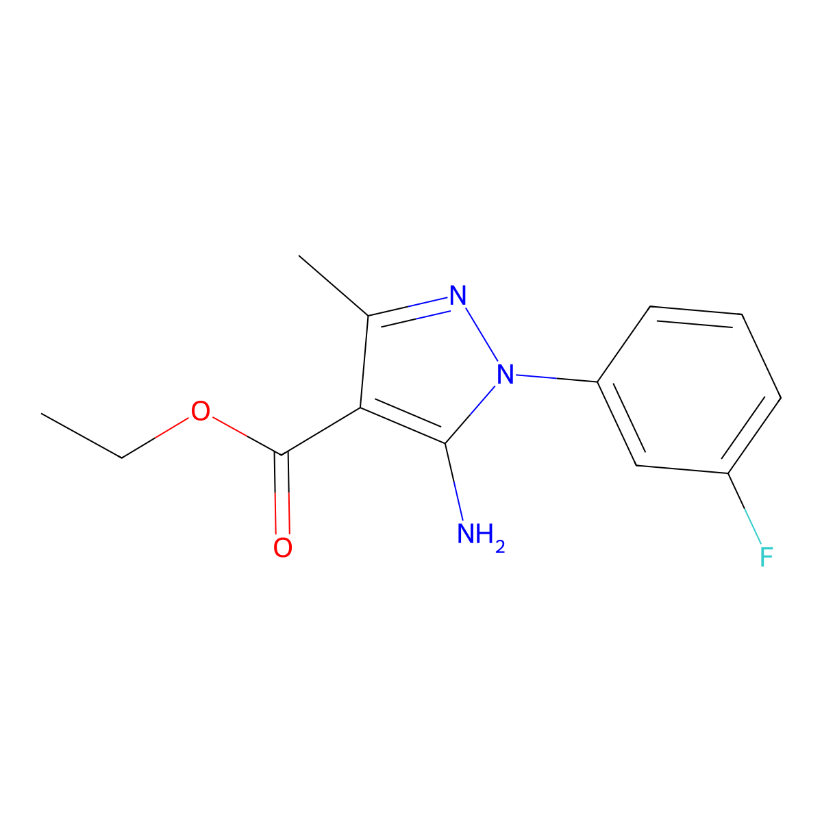 ethyl 5-amino-1-(3-fluorophenyl)-3-methyl-1H-pyrazole-4-carboxylate molecular structure, CAS 1993173-48-0