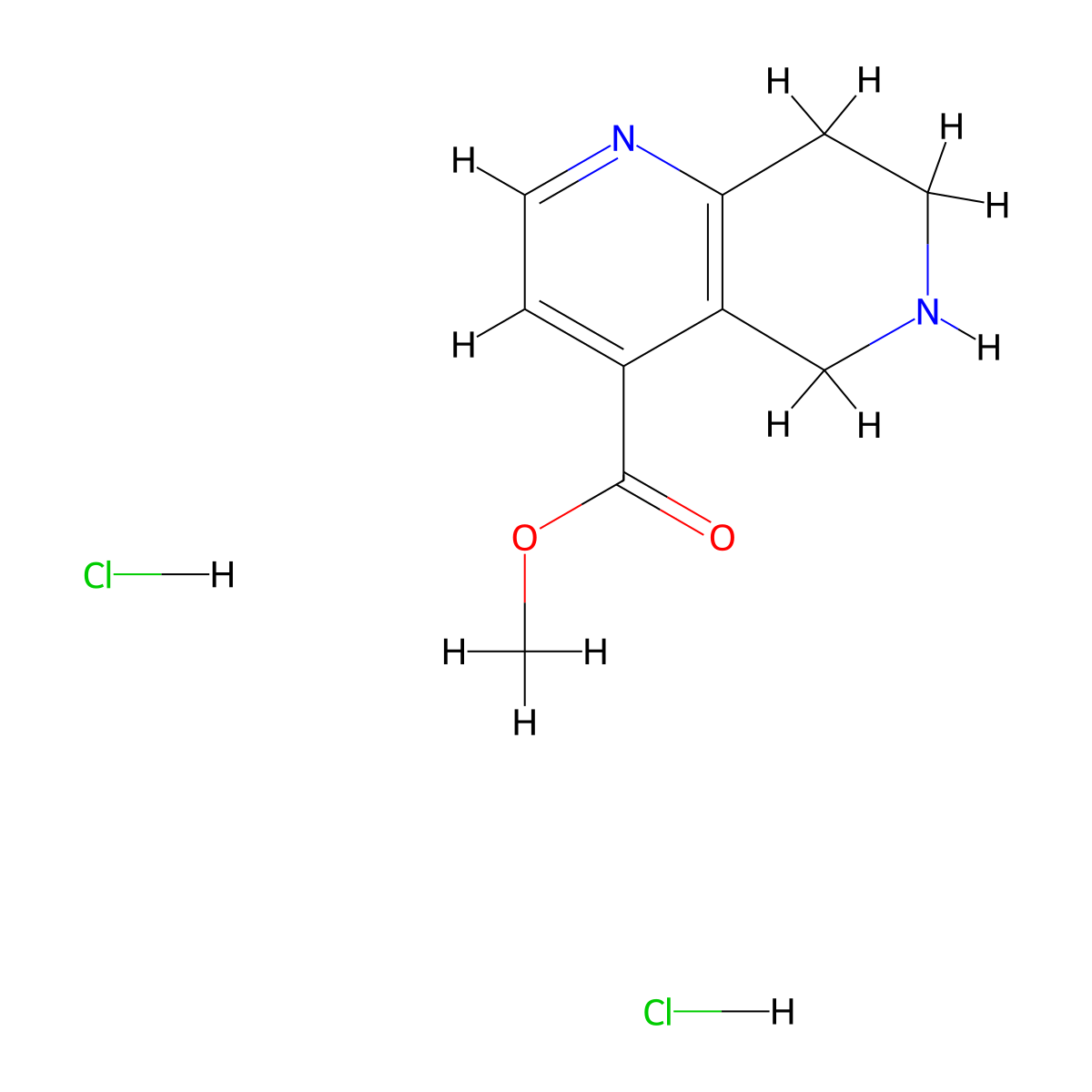 Methyl 5,6,7,8-tetrahydro-1,6-naphthyridine-4-carboxylate dihydrochloride molecular structure, CAS 1993173-64-0