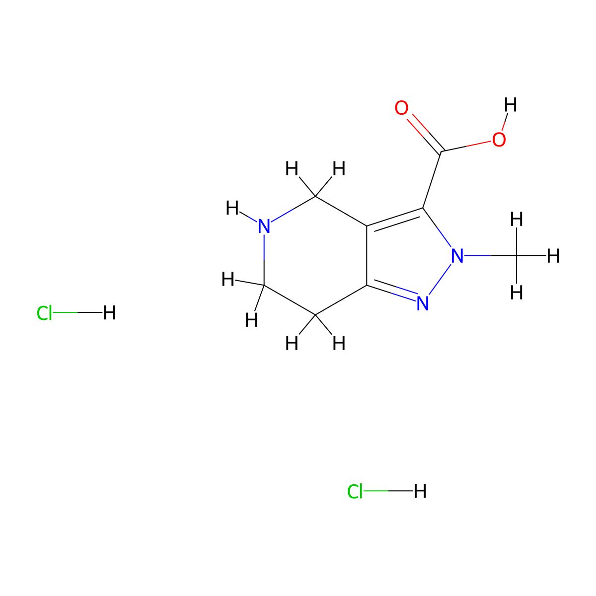 2-methyl-2H,4H,5H,6H,7H-pyrazolo[4,3-c]pyridine-3-carboxylic acid dihydrochloride molecular structure, CAS 1993173-75-3