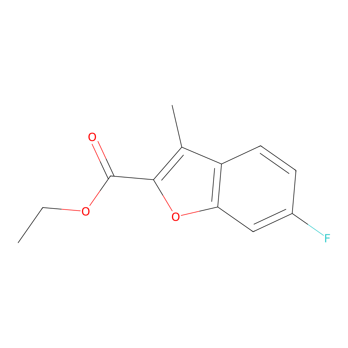 Ethyl 6-fluoro-3-methyl-1-benzofuran-2-carboxylate molecular structure, CAS 1993175-22-6