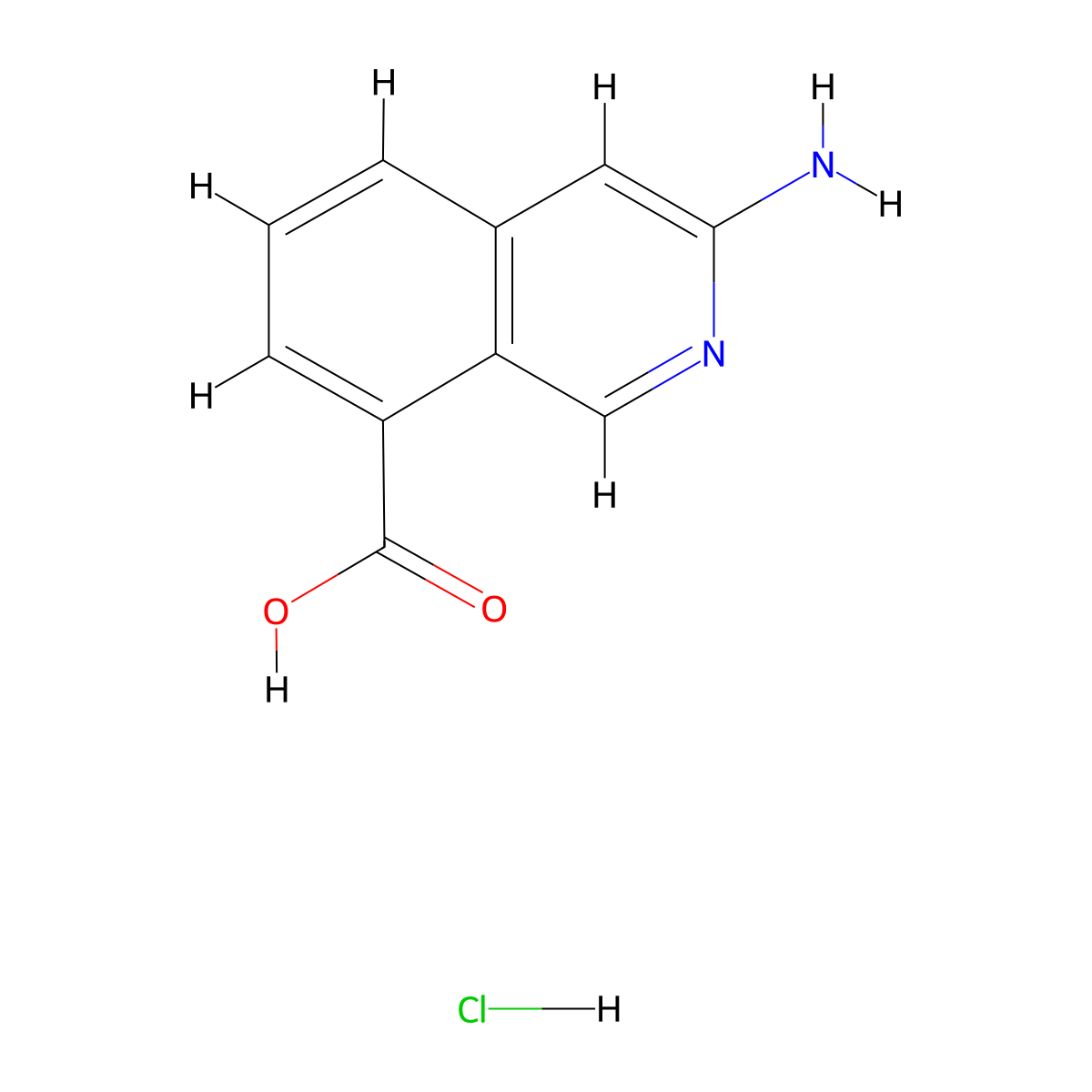 3-Aminoisoquinoline-8-carboxylic acid HCl molecular structure, CAS 1993178-80-5