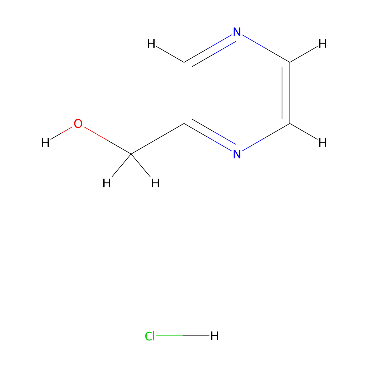 Pyrazin-2-ylmethanol hydrochloride molecular structure, CAS 1993188-82-1