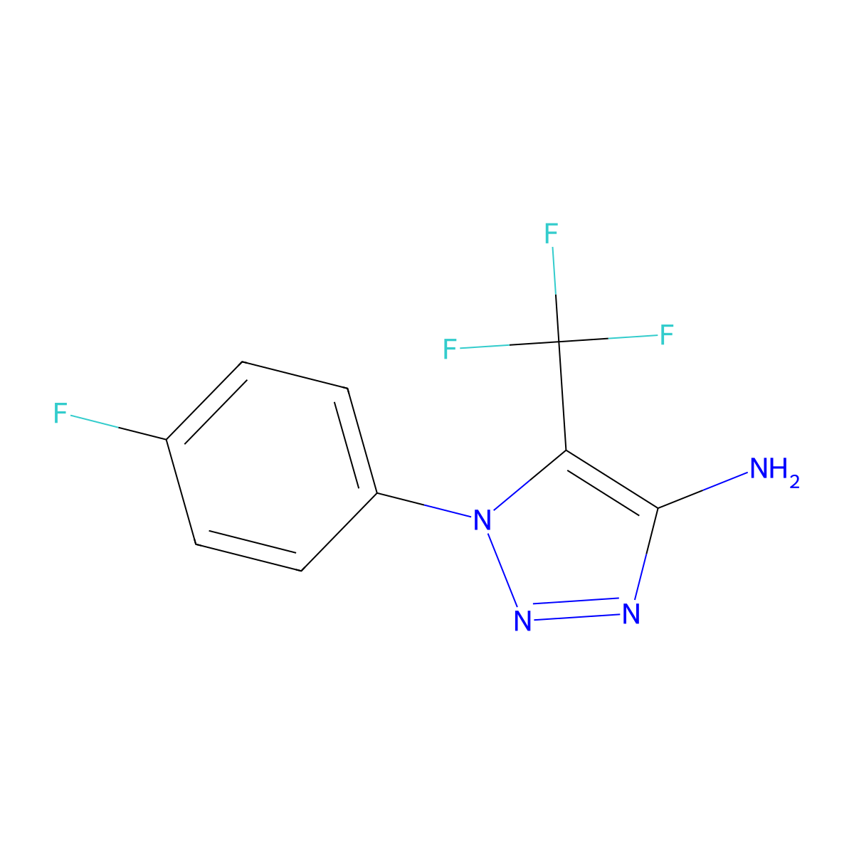 1-(4-fluorophenyl)-5-(trifluoromethyl)-1H-1,2,3-triazol-4-amine molecular structure, CAS 1993192-33-8