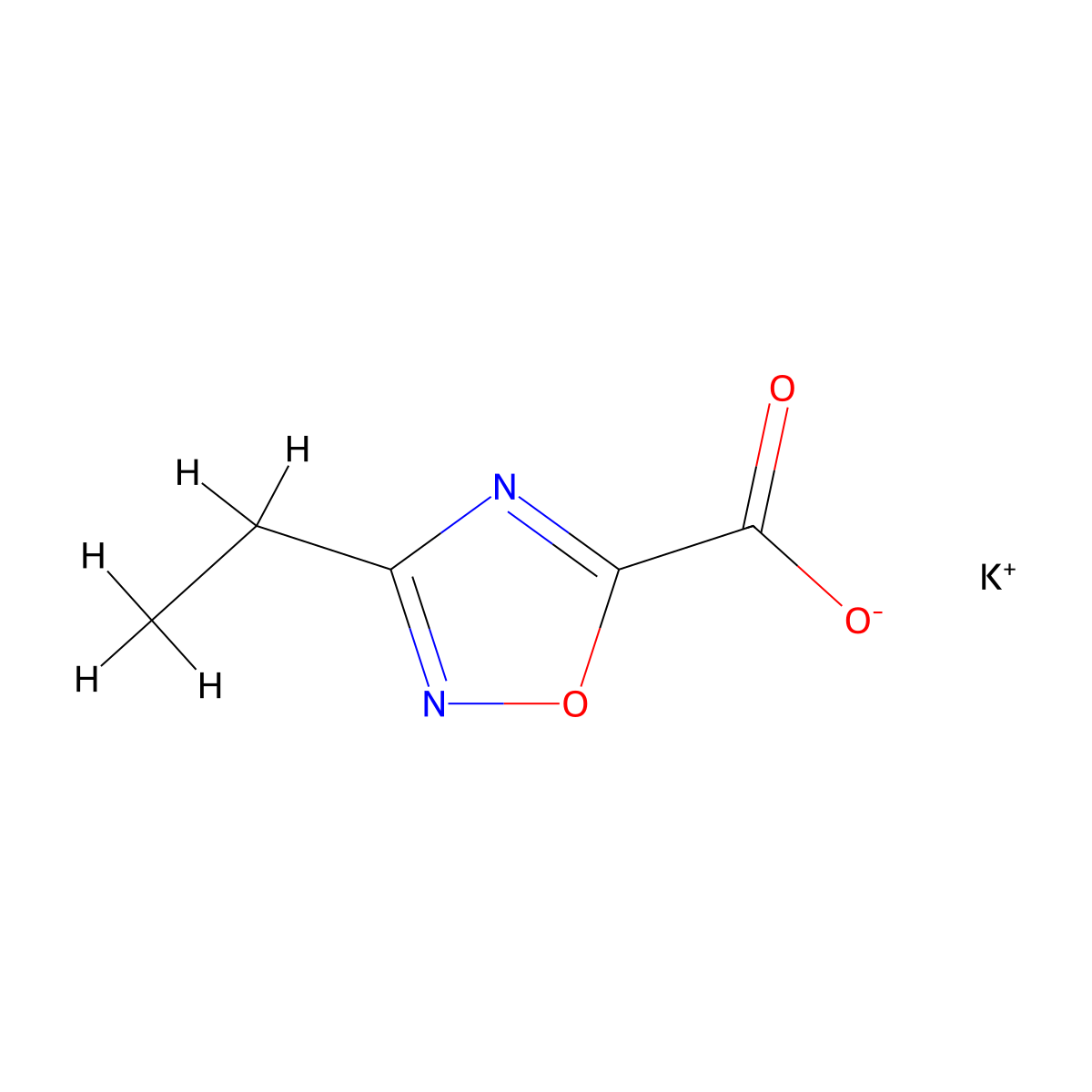 Potassium 3-ethyl-1,2,4-oxadiazole-5-carboxylate molecular structure, CAS 1993194-60-7