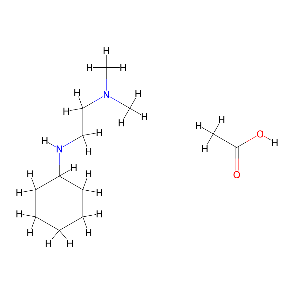 N'-cyclohexyl-N,N-dimethylethane-1,2-diamine acetate molecular structure, CAS 1993195-05-3