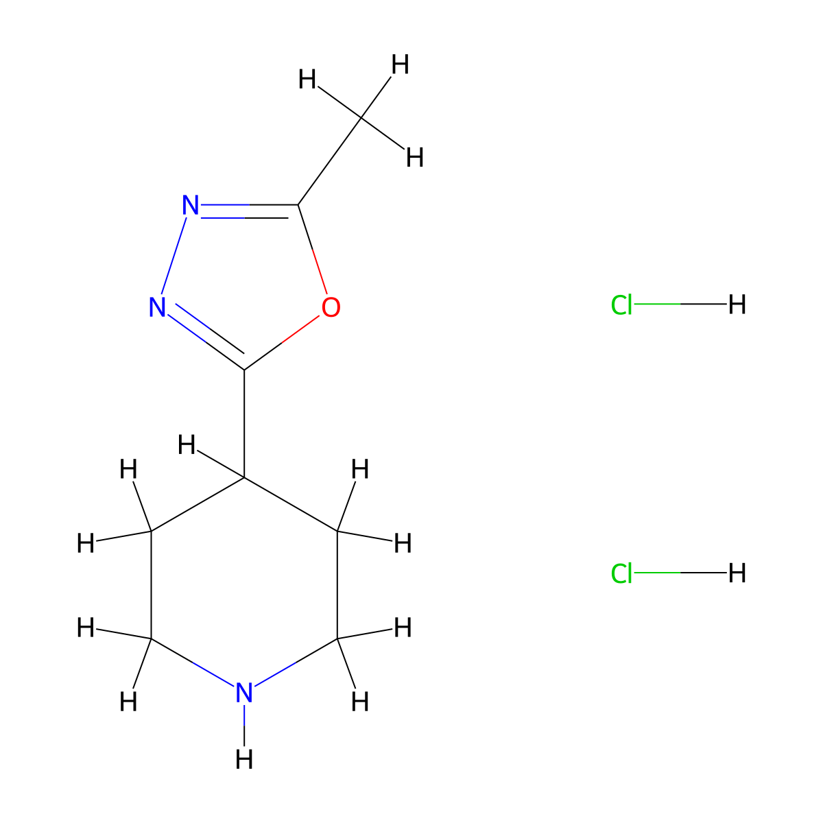 4-(5-Methyl-1,3,4-oxadiazol-2-yl)piperidine dihydrochloride molecular structure, CAS 1993195-75-7