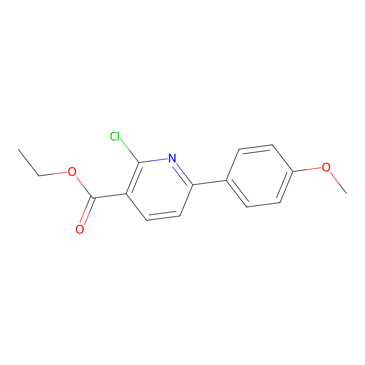 Ethyl 2-chloro-6-(4-methoxyphenyl)nicotinate molecular structure, CAS 1993196-82-9