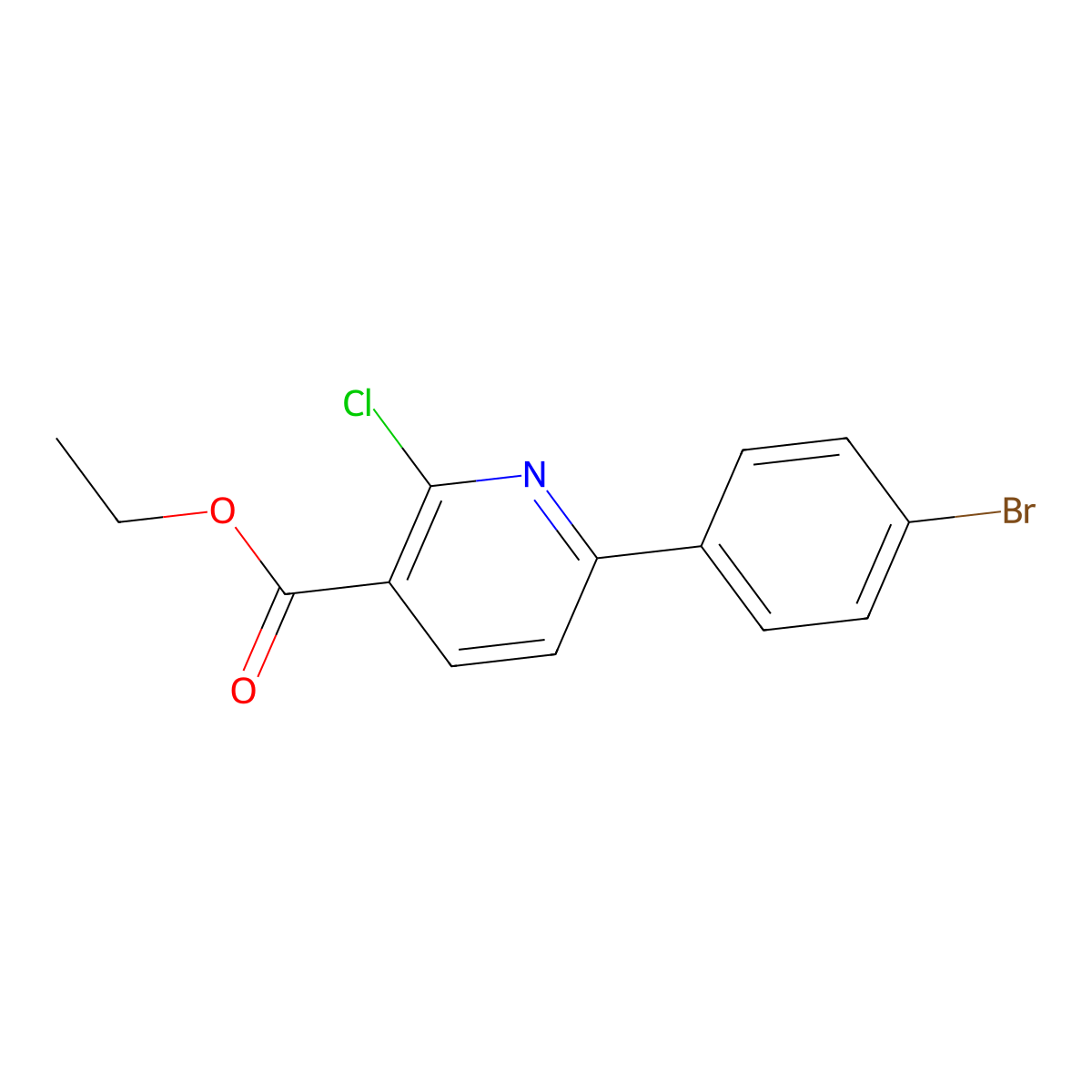 Ethyl 2-chloro-6-(4-bromophenyl)nicotinate molecular structure, CAS 1993196-89-6