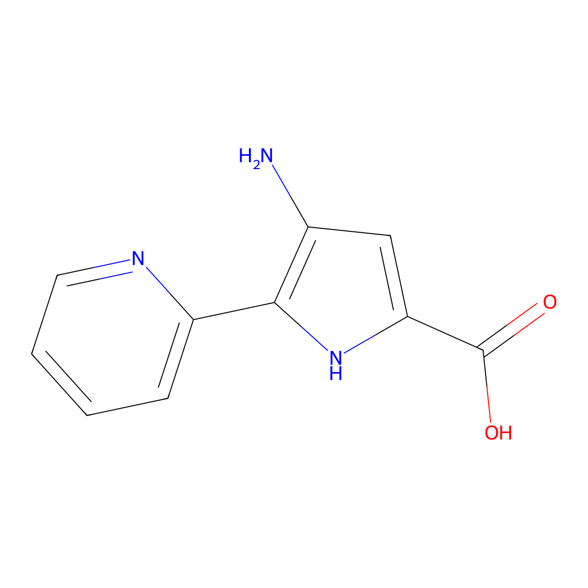 4-amino-5-(pyridin-2-yl)-1H-pyrrole-2-carboxylic acid molecular structure, CAS 1993215-22-7