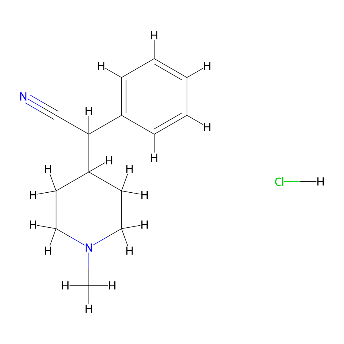 2-(1-Methylpiperidin-4-yl)-2-phenylacetonitrile hydrochloride molecular structure, CAS 1993223-55-4