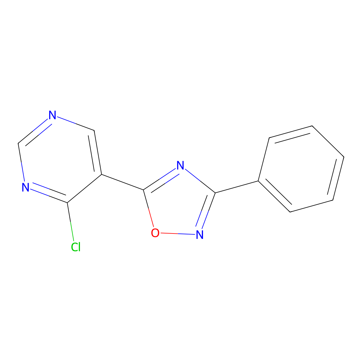 4-Chloro-5-(3-phenyl-1,2,4-oxadiazol-5-yl)pyrimidine molecular structure, CAS 1993223-83-8