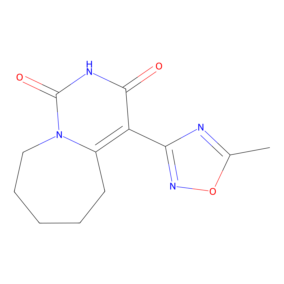 4-(5-methyl-1,2,4-oxadiazol-3-yl)-6,7,8,9-tetrahydropyrimido[1,6-a]azepine-1,3(2H,5H)-dione molecular structure, CAS 1993223-85-0