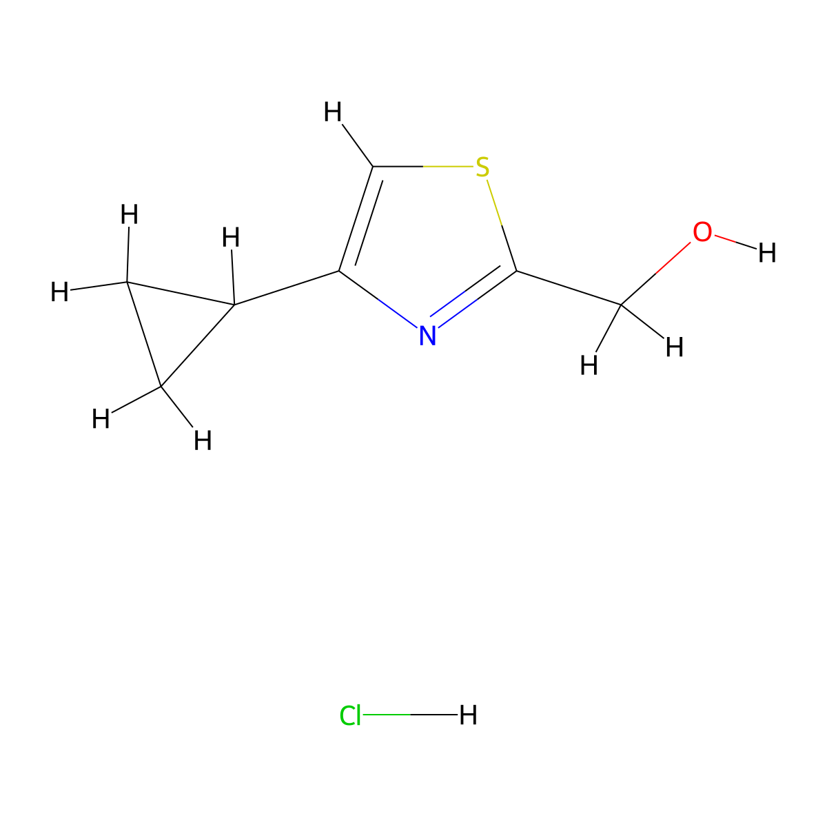 (4-Cyclopropyl-1,3-thiazol-2-yl)methanol hydrochloride molecular structure, CAS 1993232-16-8