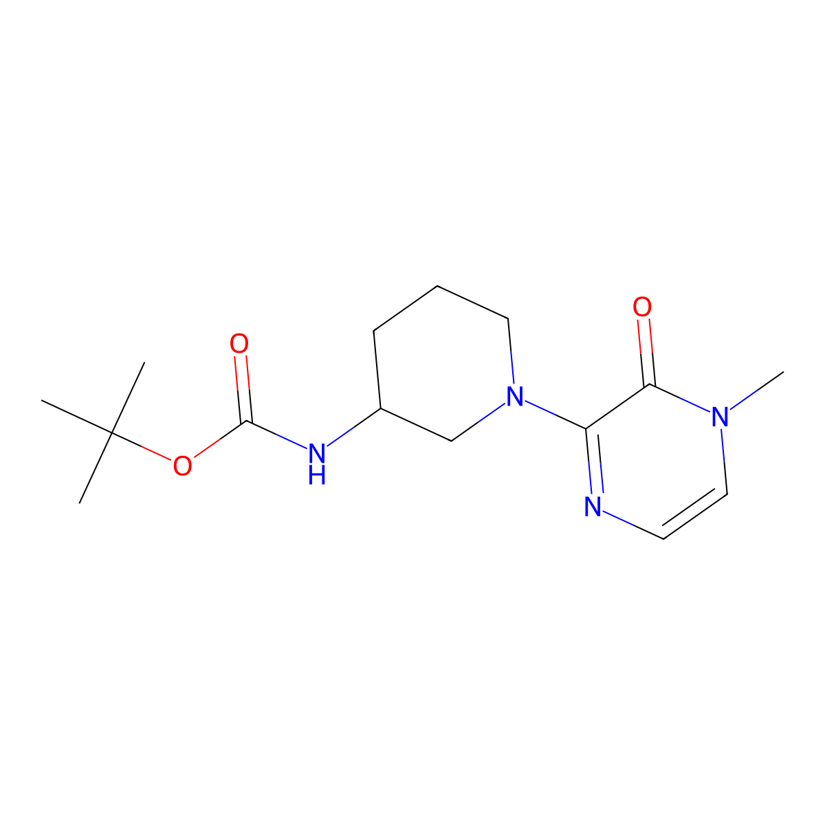 Tert-butyl [1-(4-methyl-3-oxo-3,4-dihydropyrazin-2-yl)piperidin-3-yl]carbamate molecular structure, CAS 1993243-37-0