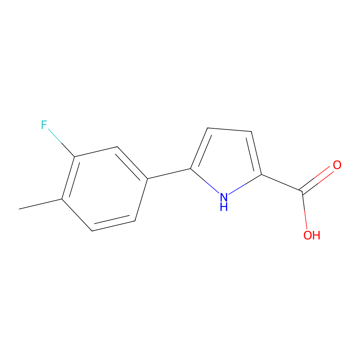 5-(3-Fluoro-4-methylphenyl)-1H-pyrrole-2-carboxylic acid molecular structure, CAS 1993243-79-0