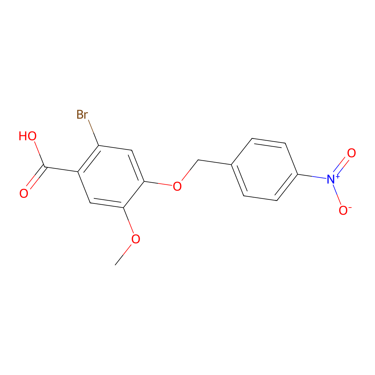 2-Bromo-5-methoxy-4-[(4-nitrobenzyl)oxy]benzoic acid molecular structure, CAS 1993249-65-2