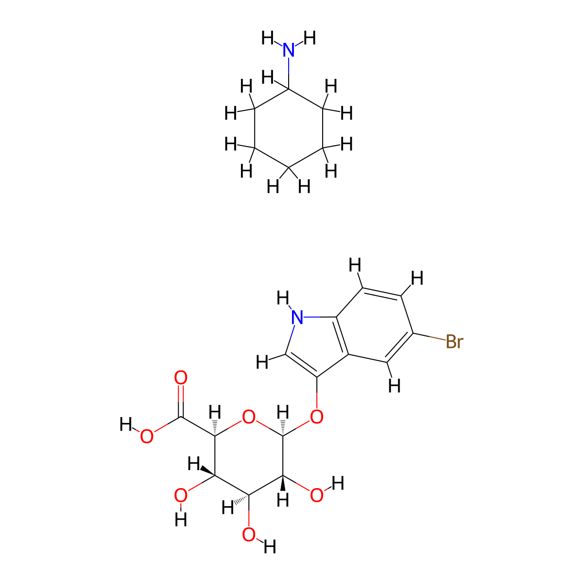 5-Bromo-3-indoxyl-beta-D-glucuronic acid cyclohexylammonium salt molecular structure, CAS 199326-16-4