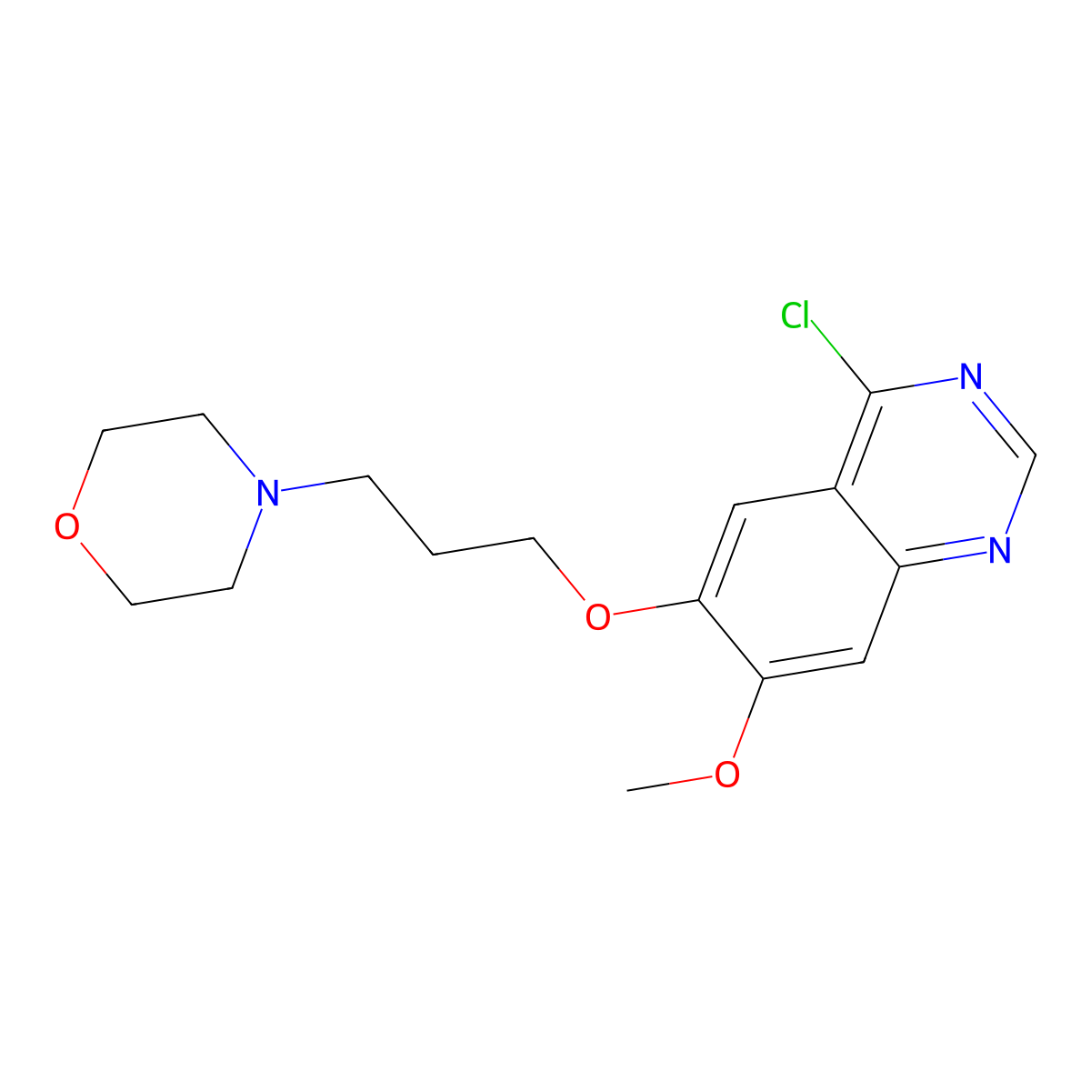 4-Chloro-7-methoxy-6-(3-(4-morpholinyl)propoxy)quinazoline molecular structure, CAS 199327-59-8