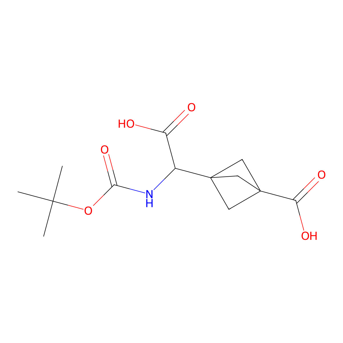 3-[(R)-{[(tert-butoxy)carbonyl]amino}(carboxy)methyl]bicyclo[1.1.1]pentane-1-carboxylic acid molecular structure, CAS 1993276-98-4