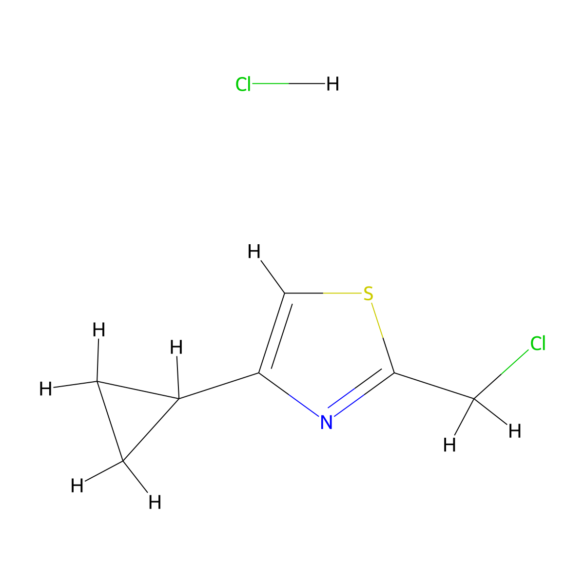 2-(Chloromethyl)-4-cyclopropyl-1,3-thiazole hydrochloride molecular structure, CAS 1993278-31-1