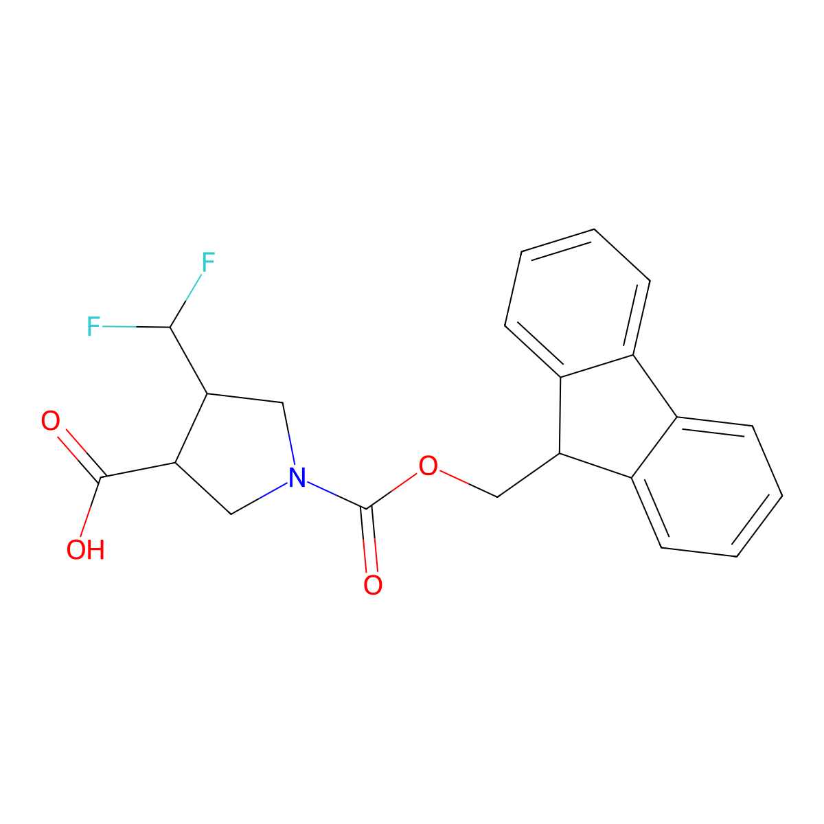 (3S,4S)-1-(((9H-Fluoren-9-yl)methoxy)carbonyl)-4-(difluoromethyl)pyrrolidine-3-carboxylic acid molecular structure, CAS 1993278-93-5