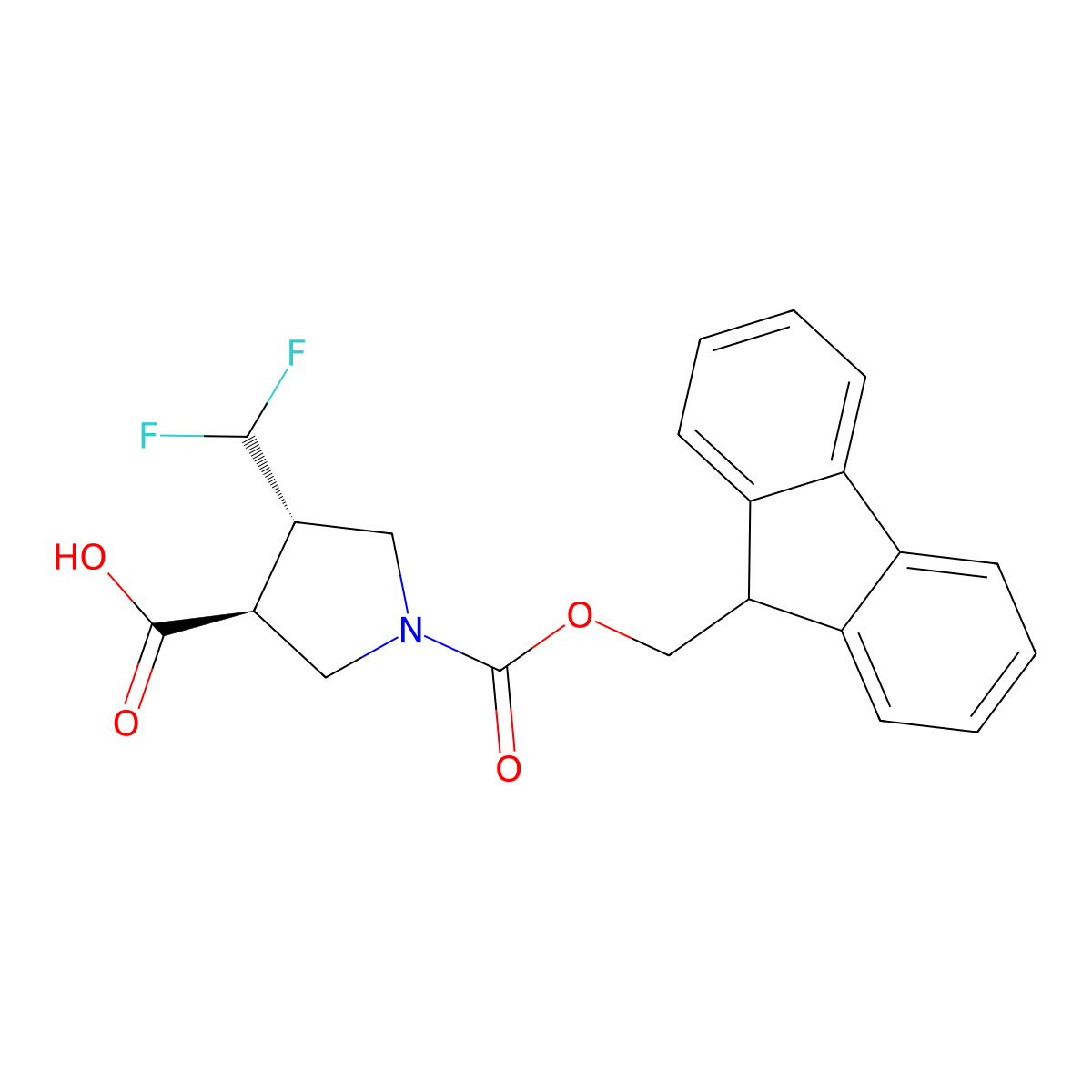 (3S,4S)-1-(((9H-Fluoren-9-yl)methoxy)carbonyl)-4-(difluoromethyl)pyrrolidine-3-carboxylic acid molecular structure, CAS 1993278-93-5