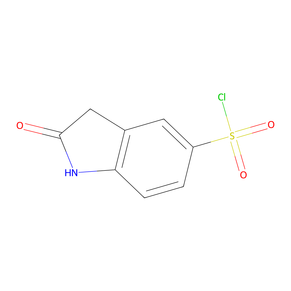 2-oxo-2,3-dihydro-1H-indole-5-sulfonyl chloride molecular structure, CAS 199328-31-9