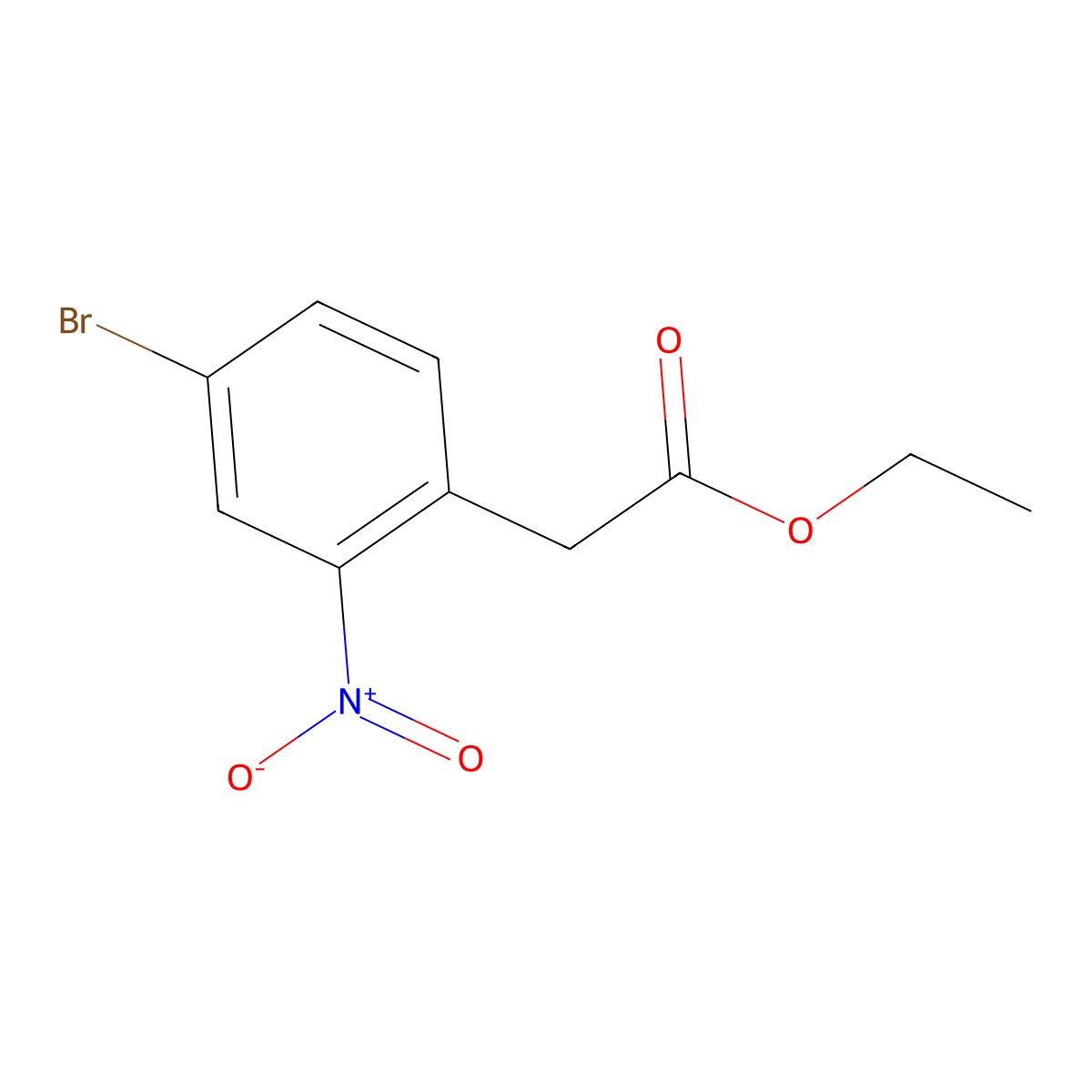 Ethyl 2-(4-bromo-2-nitrophenyl)acetate molecular structure, CAS 199328-35-3