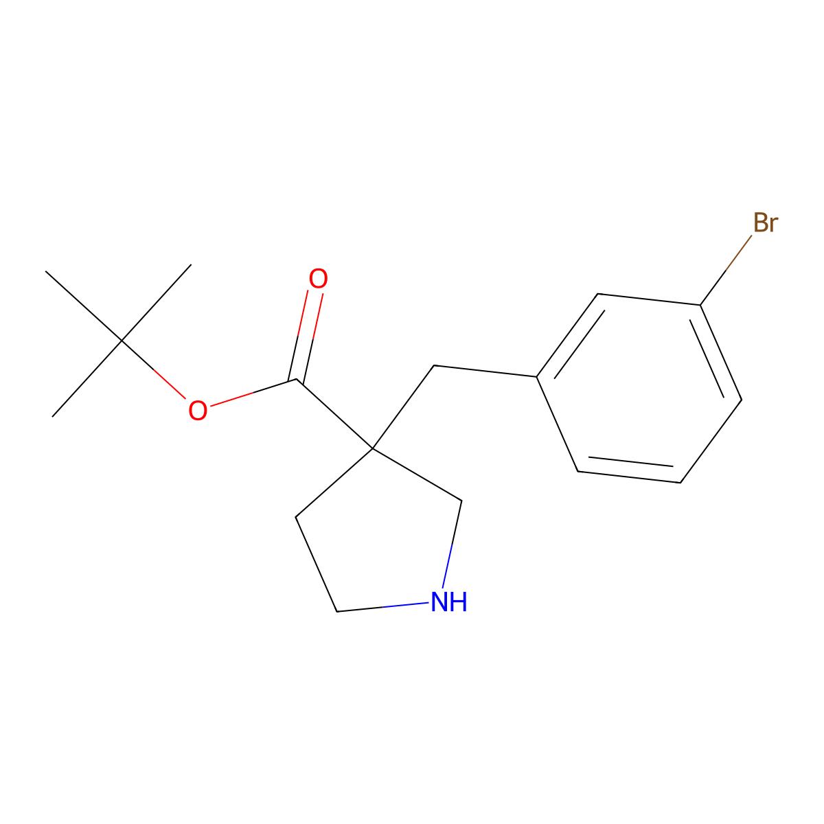Tert-butyl 3-[(3-bromophenyl)methyl]pyrrolidine-3-carboxylate molecular structure, CAS 1993287-64-1