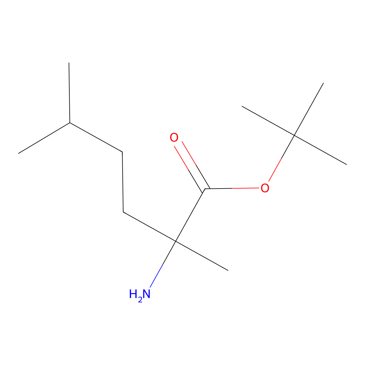 Tert-butyl 2-amino-2,5-dimethylhexanoate molecular structure, CAS 1993288-15-5