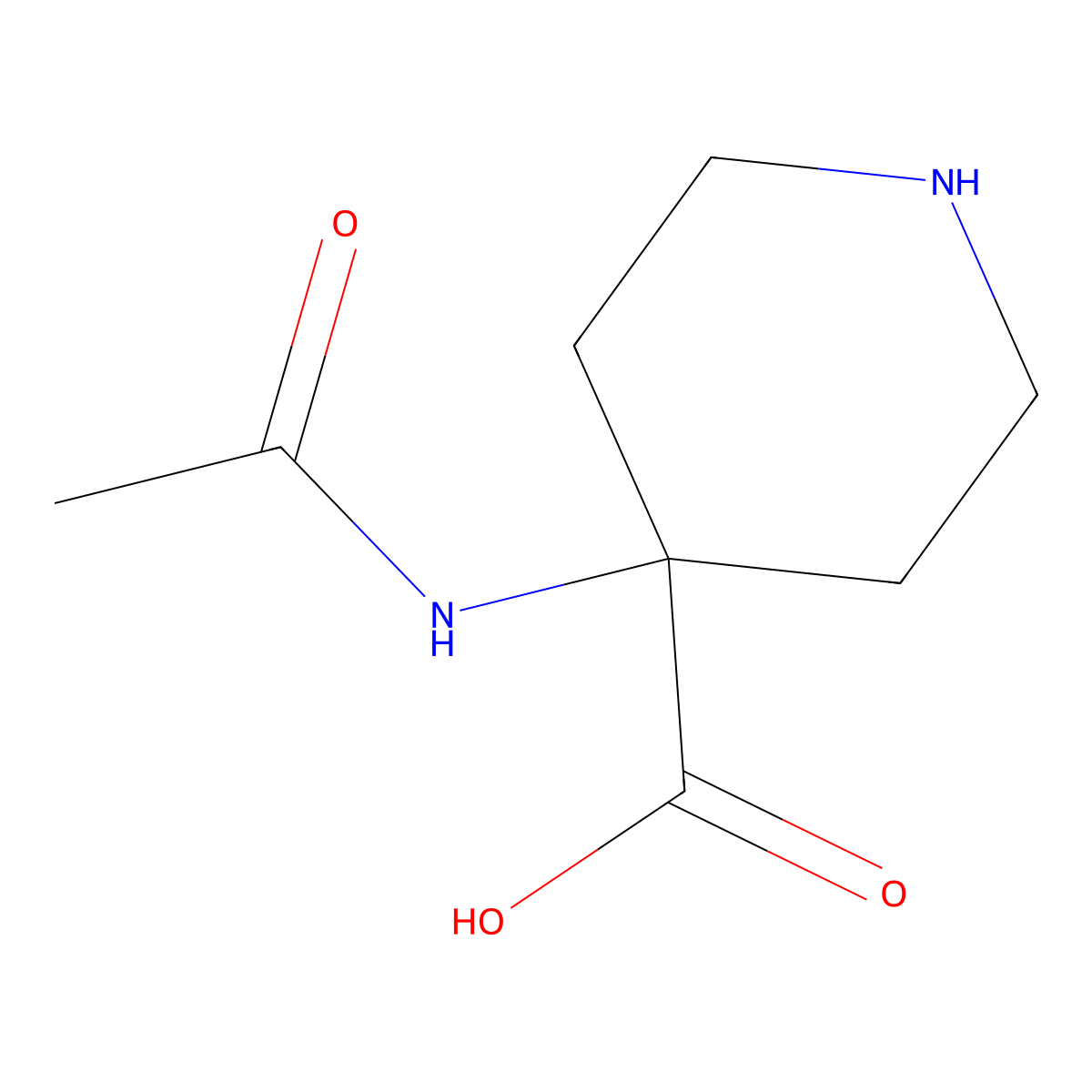 4-Acetamidopiperidine-4-carboxylic acid molecular structure, CAS 1993288-46-2
