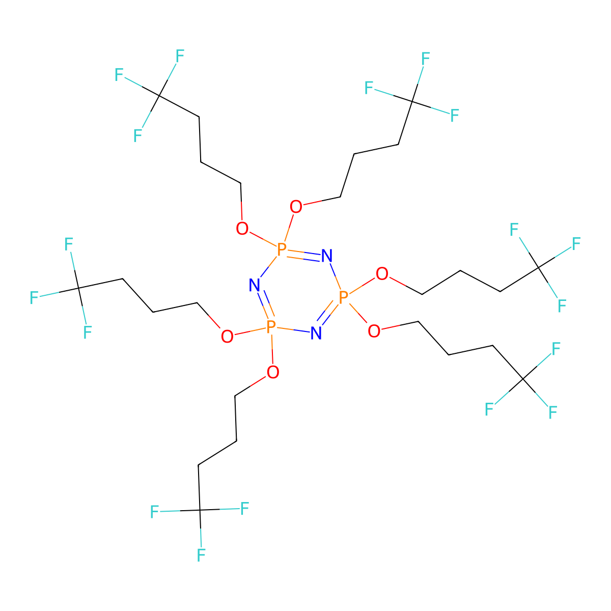 Hexakis(4,4,4-trifluorobutoxy)phosphazene molecular structure, CAS 1993298-71-7