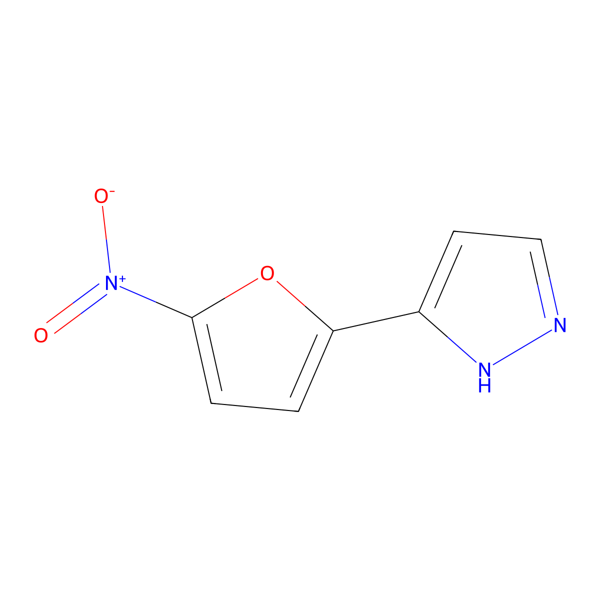 5-{5-nitro-2-furyl}-1H-pyrazole molecular structure, CAS 19933-31-4