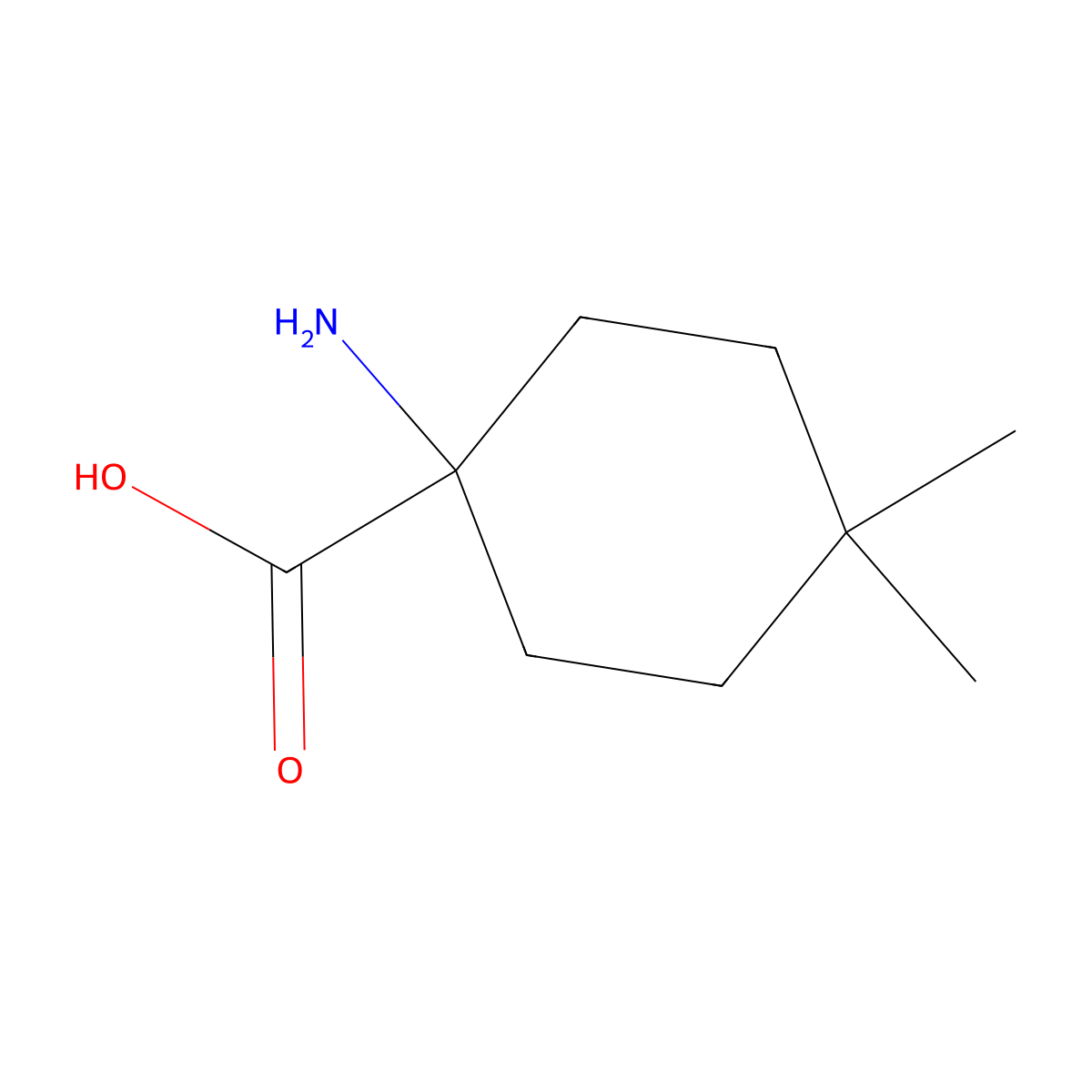 1-Amino-4,4-dimethylcyclohexane-1-carboxylic acid molecular structure, CAS 199330-51-3