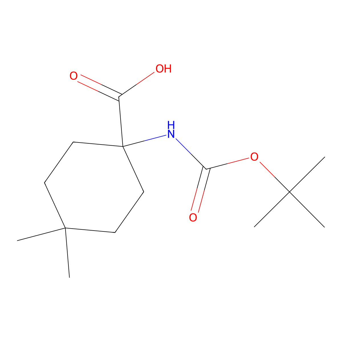 1-([(Tert-butoxy)carbonyl]amino)-4,4-dimethylcyclohexane-1-carboxylic aci+ molecular structure, CAS 199330-53-5