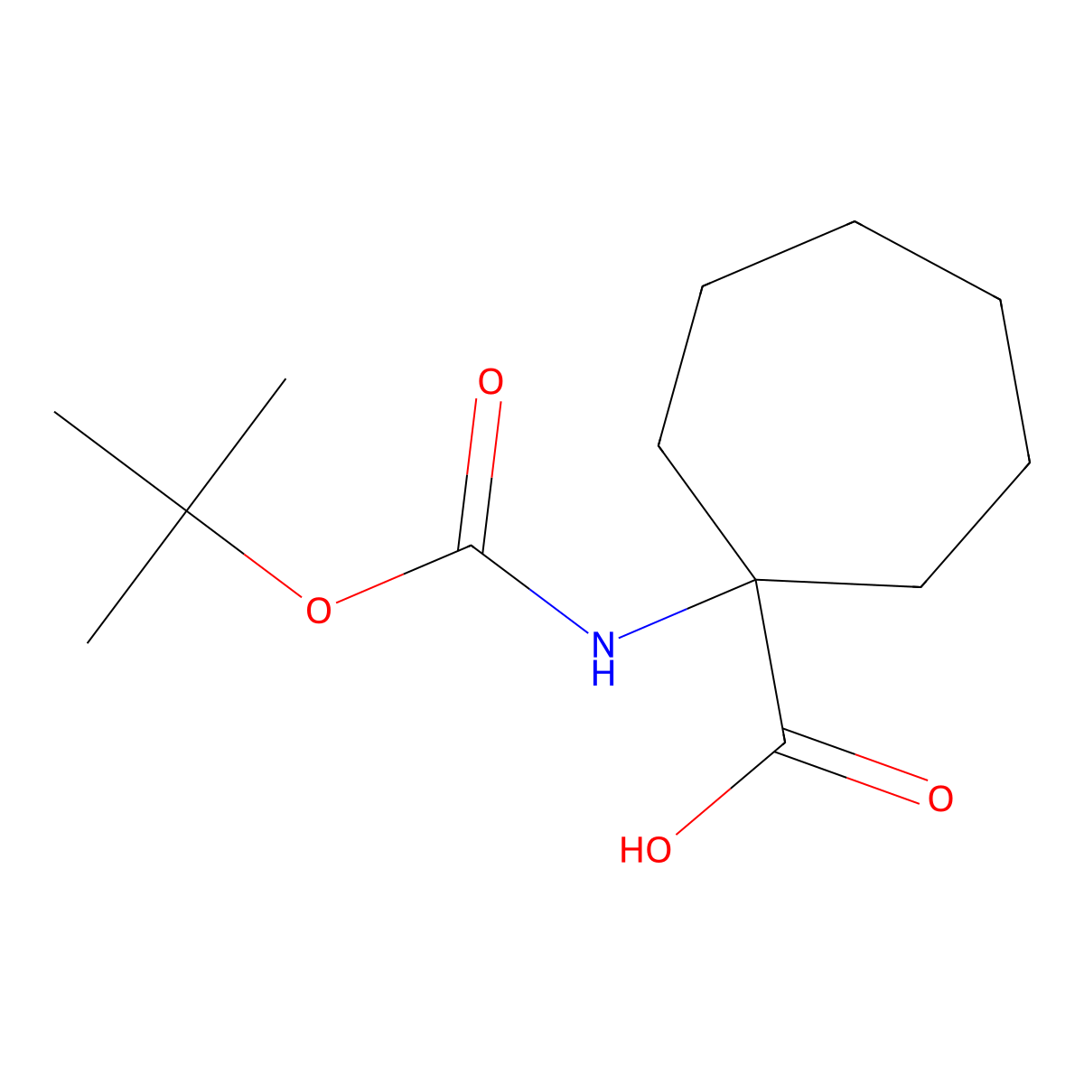 1-(((Tert-butoxy)carbonyl)amino)cycloheptane-1-carboxylic acid molecular structure, CAS 199330-56-8