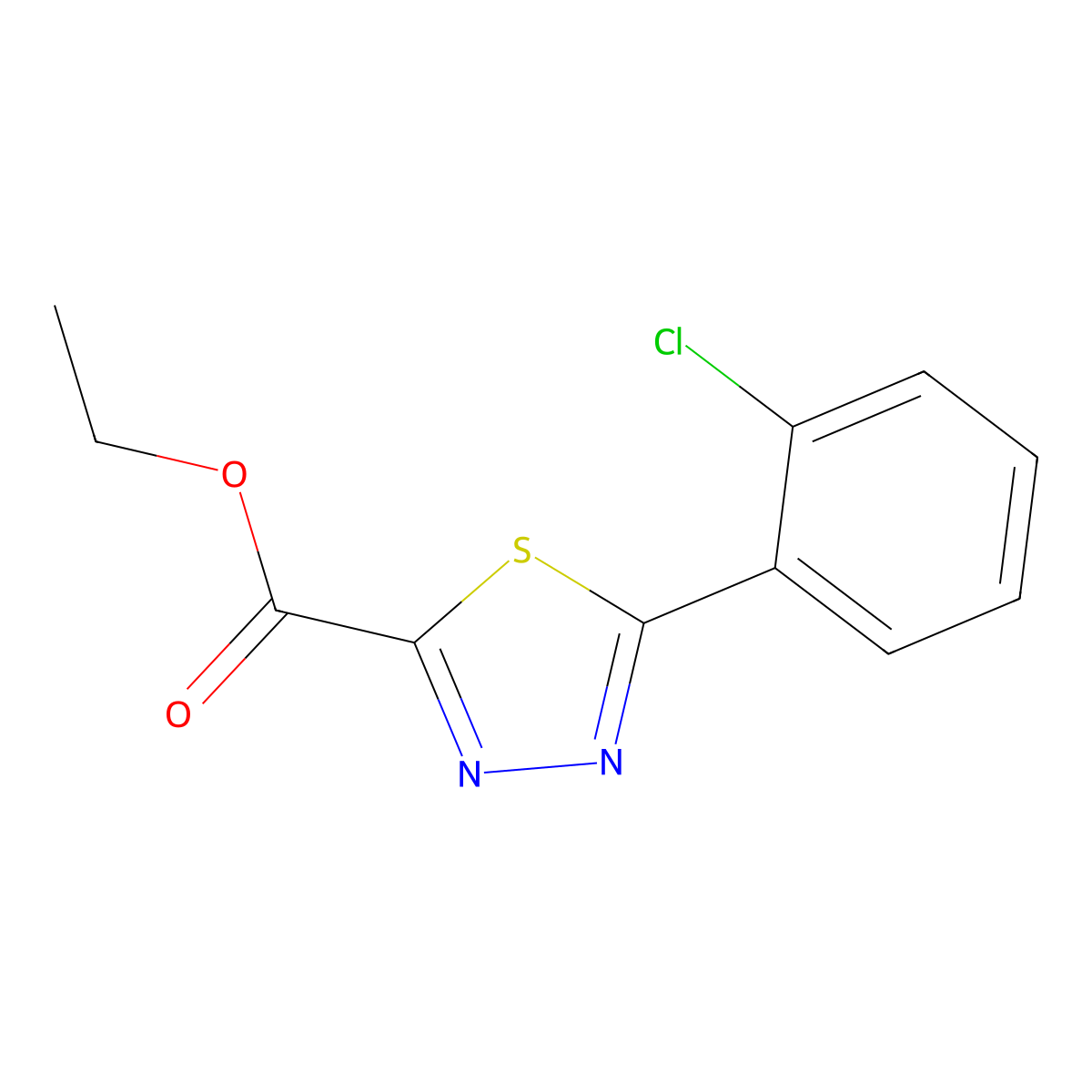 Ethyl 5-(2-chlorophenyl)-1,3,4-thiadiazole-2-carboxylate molecular structure, CAS 1993310-55-6
