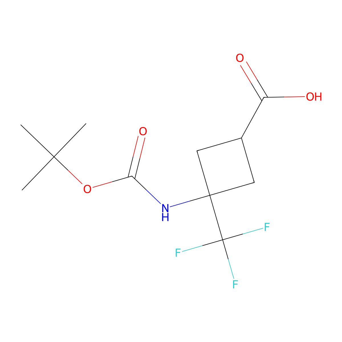 3-{[(tert-butoxy)carbonyl]amino}-3-(trifluoromethyl)cyclobutane-1-carboxylicacid,Mixtureofdiastereomers molecular structure, CAS 1993314-60-5