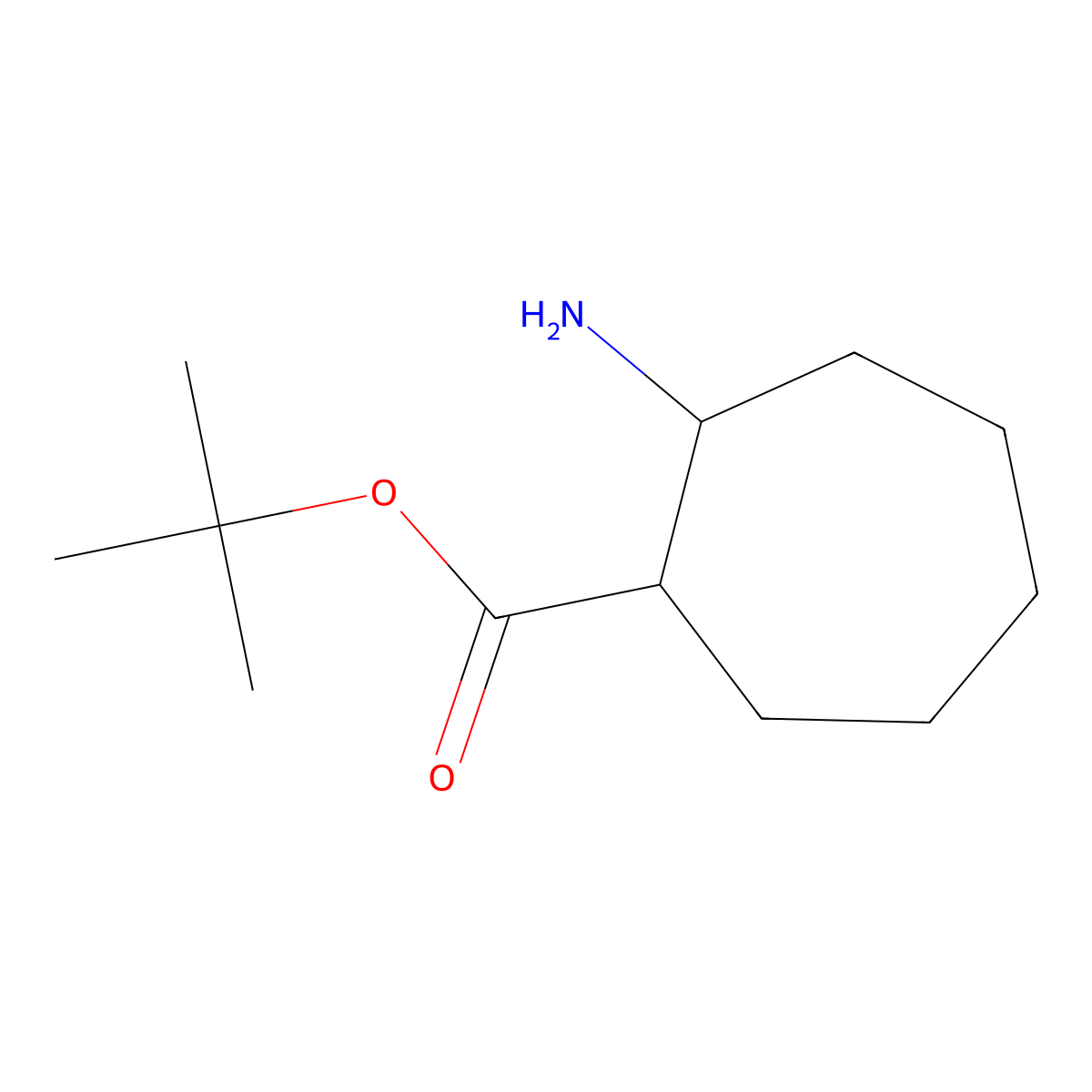 rac-tert-butyl (1R,2S)-2-aminocycloheptane-1-carboxylate molecular structure, CAS 1993315-77-7