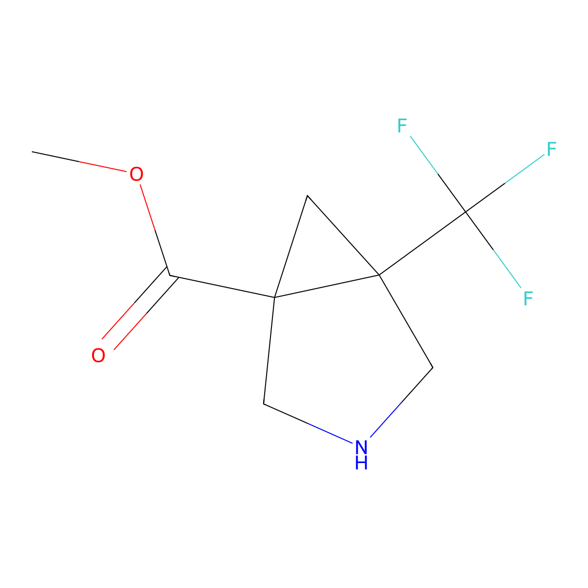 rac-methyl (1R,5S)-5-(trifluoromethyl)-3-azabicyclo(3.1.0)hexane-1-carboxylate molecular structure, CAS 1993316-07-6